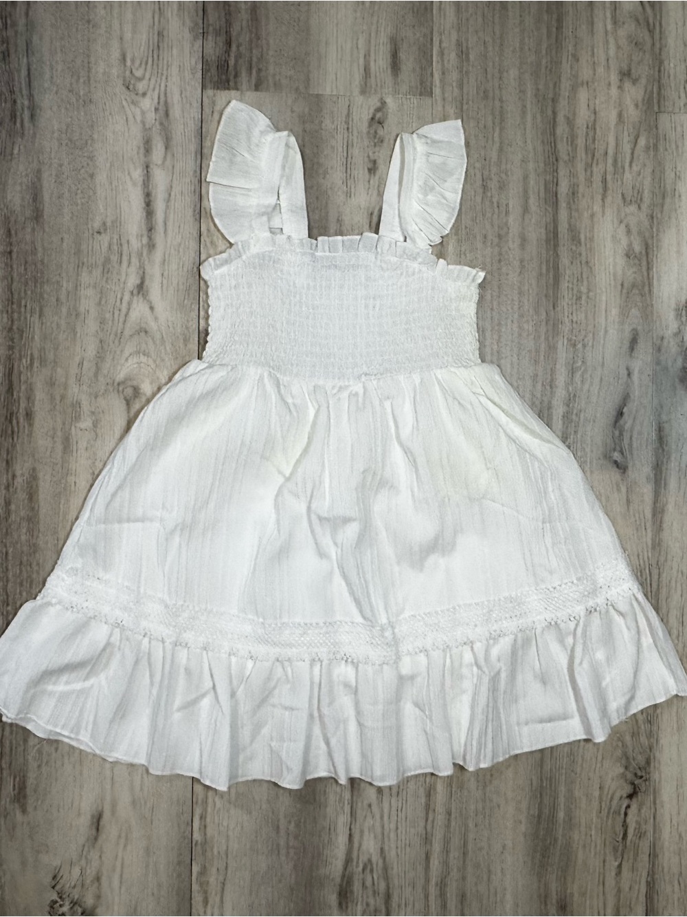 SHEIN White Smocked Ruffle Strap Girls Dress - Picture 1 of 3